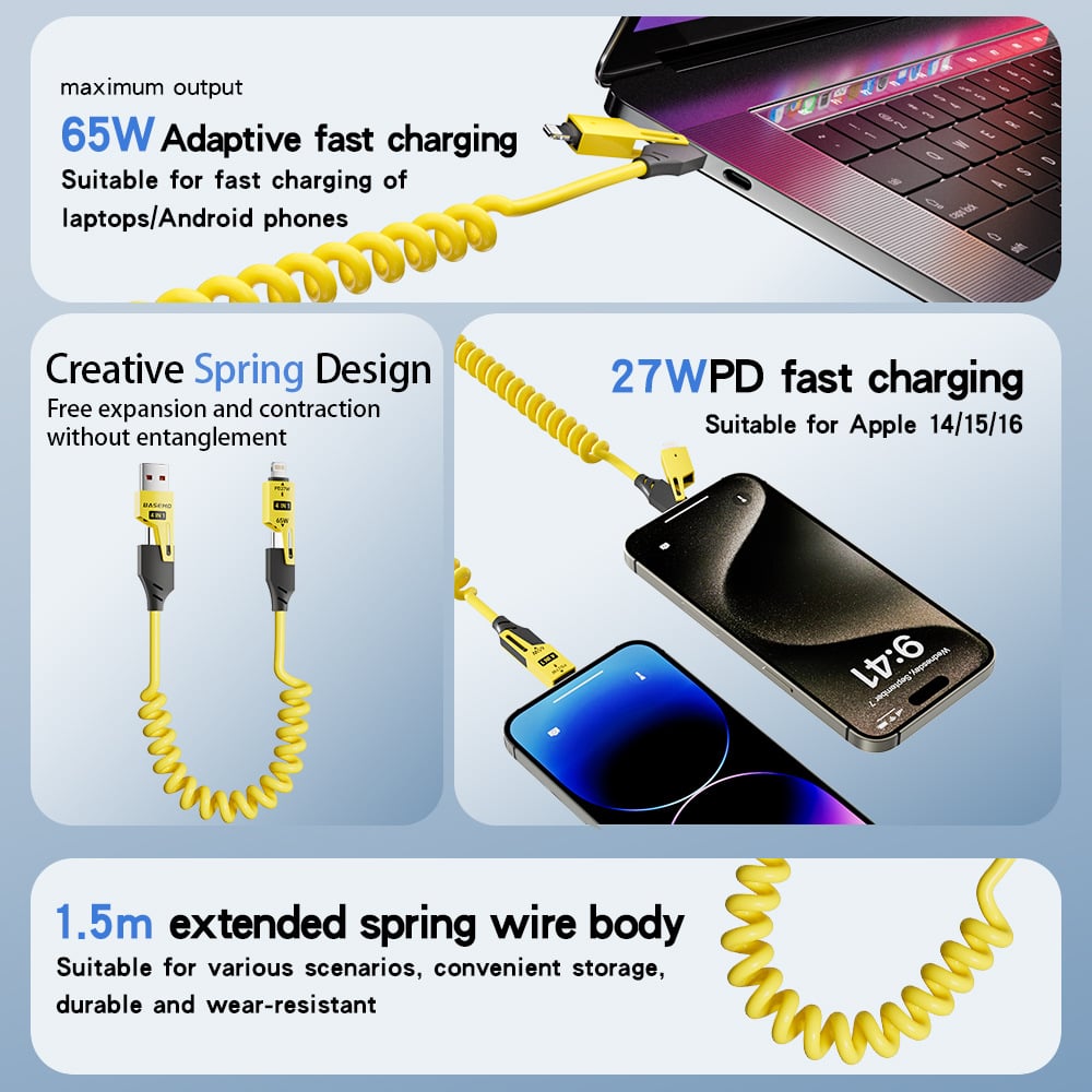 New Year HOT Sale - 49% OFF!-🔥4 in 1 Spring Fast Charging Cable